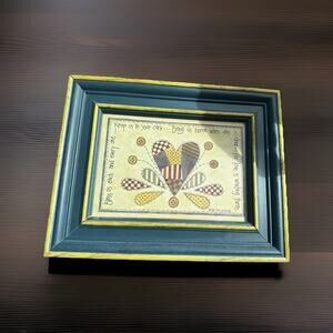 Beth Yarbrough Framed Folk Art Print 5x7 – Country Primitive Heart Wall Decor